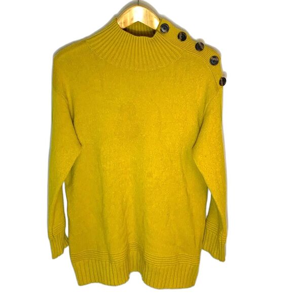Anthropologie Margarita Gold Side Button Mockneck LS Tunic Sweater Size XS - Picture 2 of 13